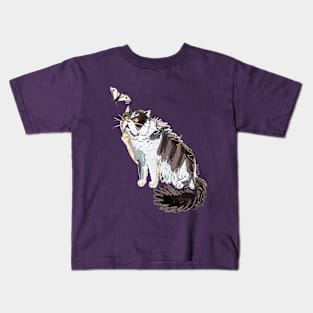 Persian Cat with a Moth Kids T-Shirt